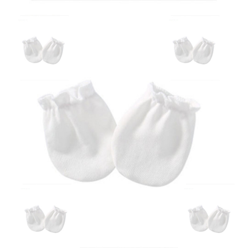 Set of 5 Pairs Cotton High quality No Scratch Baby Gloves Mittens 0-6M